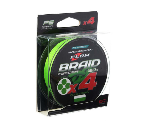 Шнур Flagman Squadron Flow Feeder Braid X4 Fluo Green 150м