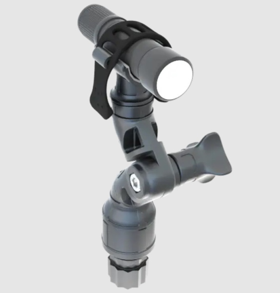 Поворотно-нахильний тримач FASTEN Lh130 чорний для ліхтарика та інших предметів d до 25 мм (01.08.010.01.01)