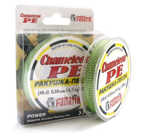 Шнур Fanatik Chameleon PE X4 100 m (#0.4) 0.10 mm 4.5 kg Ракушка-Пісок (CHYBPEX410004)