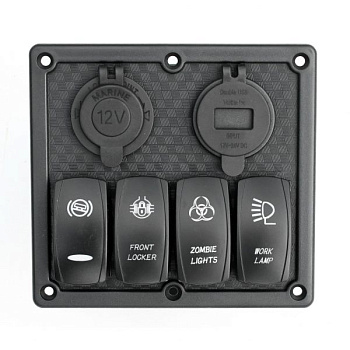 Панель перемикання YuJ на 4 кнопки вольтметр, прикурювач (4 YuJ)