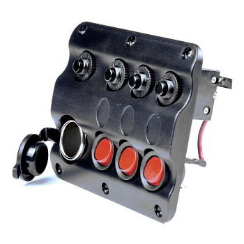 Панель AAA на 3 перемикачі + прикурювач (10027-BK)